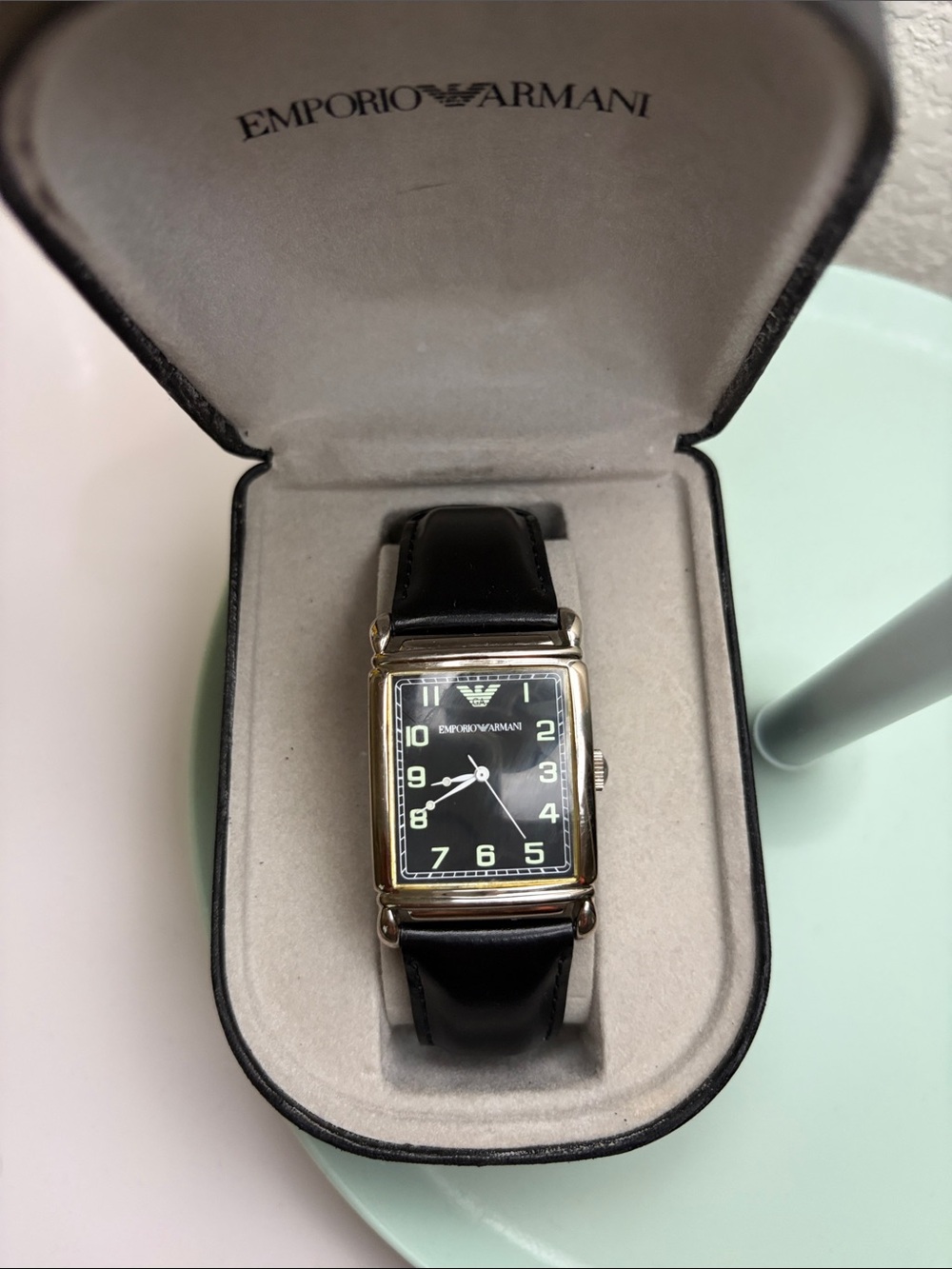 Vintage Emporio Armani Men's Black Leather Strap Watch